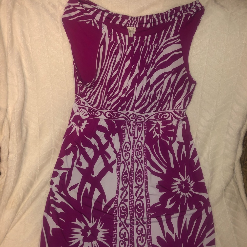 Madison Dress L Purple Print